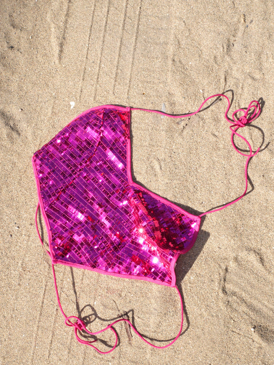 Sequin Halter Crop Top
