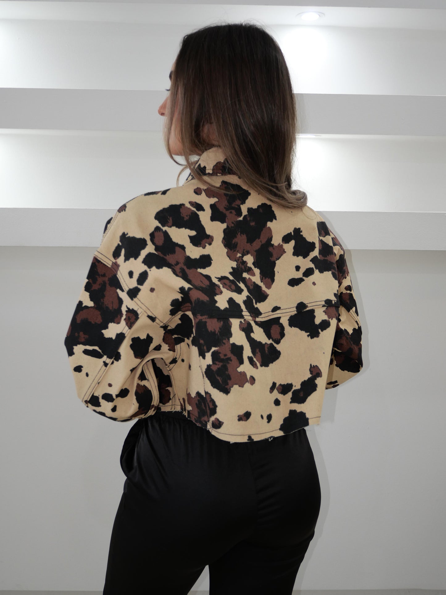 Cow Print Crop Jacket