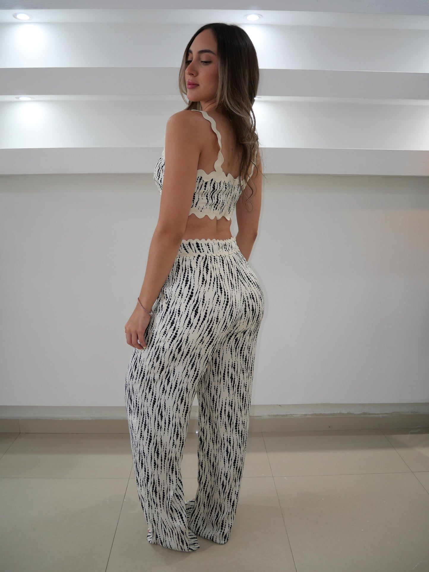 Creme Stripe Pant Set