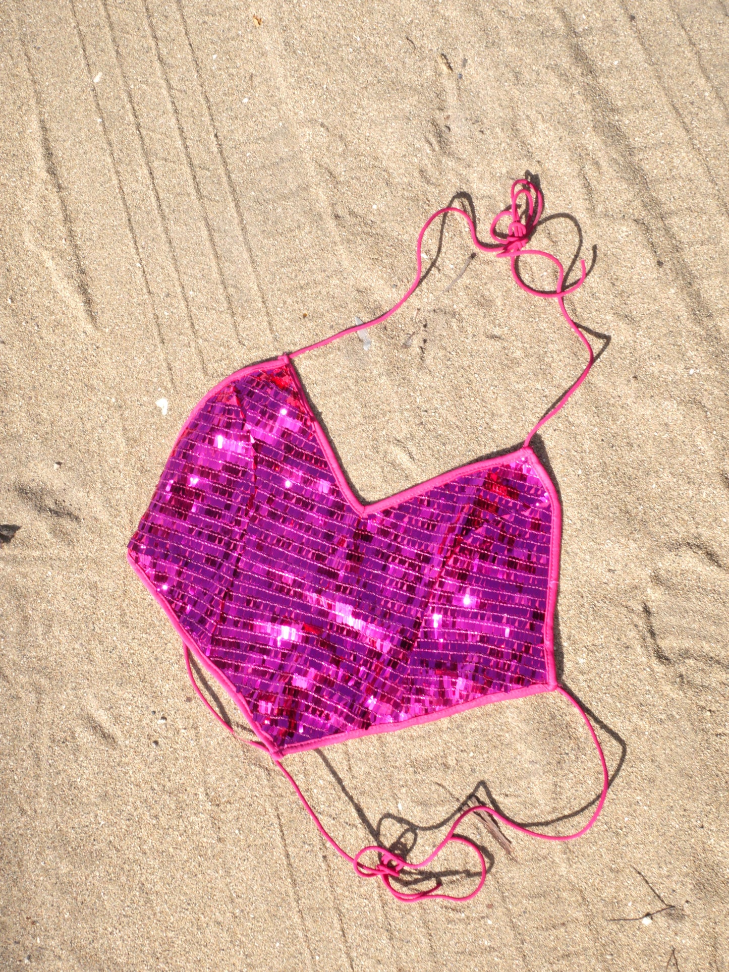Sequin Halter Crop Top